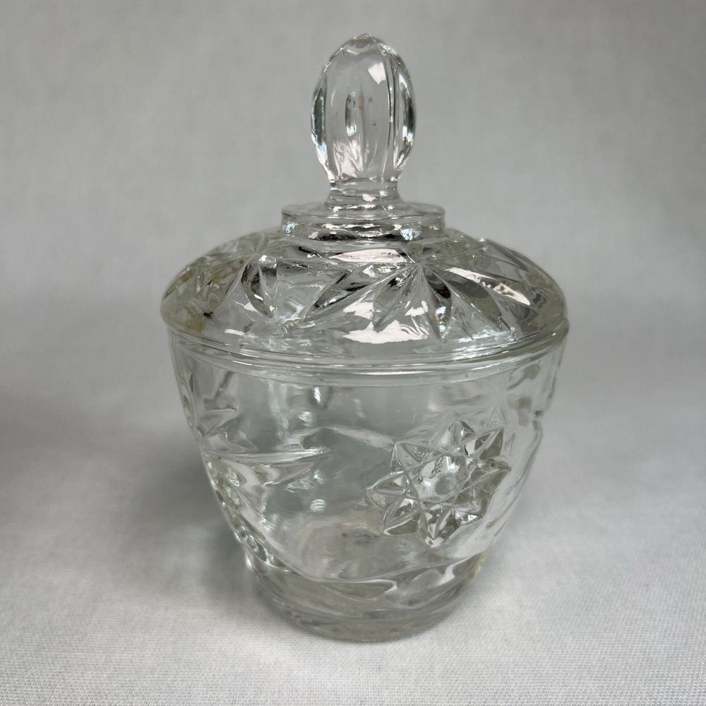 Anchor Hocking Prescut Clear Star of David Covered Sugar Bowl and Creamer Set - Picture 8 of 14